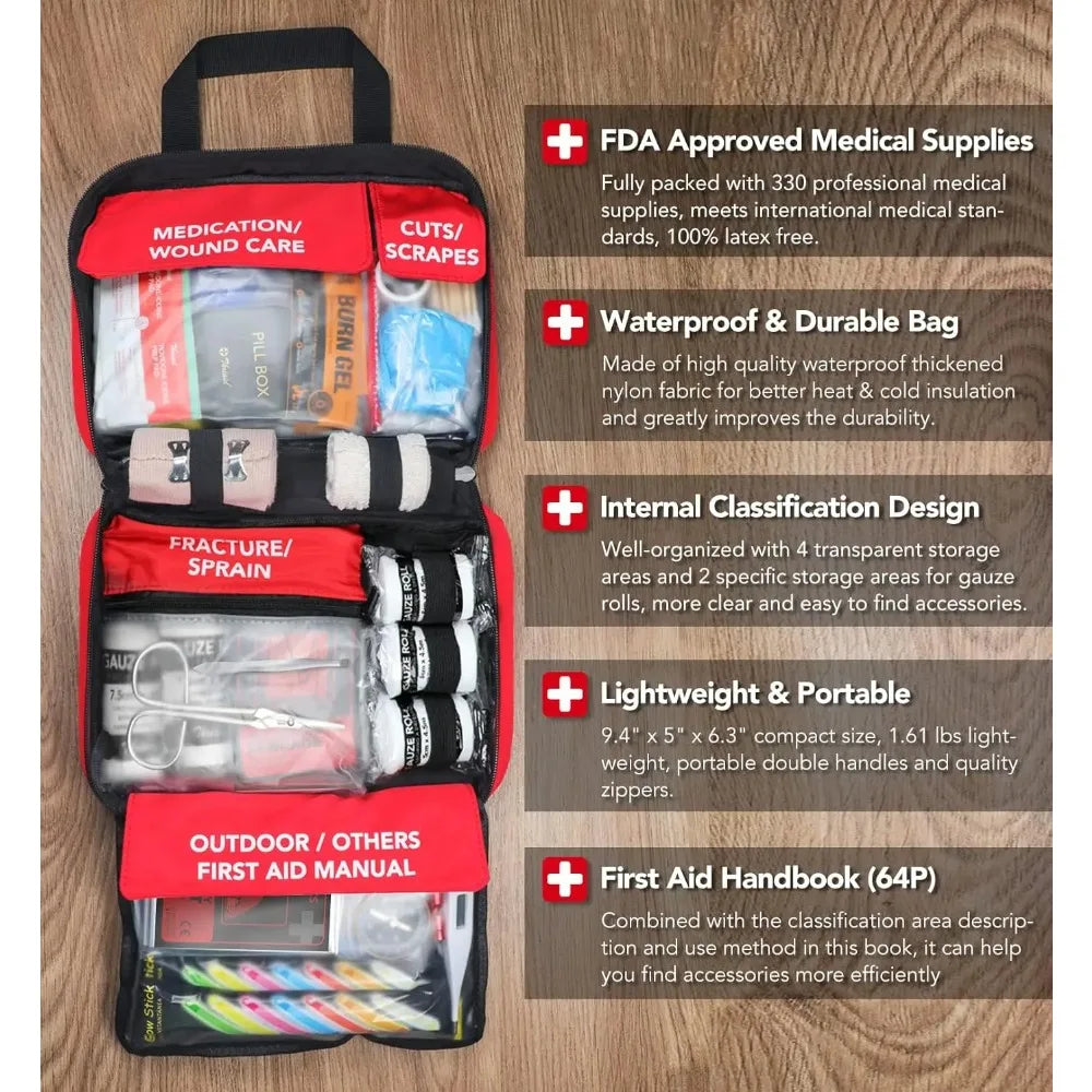 330pcs Premium Waterproof Medical Kit